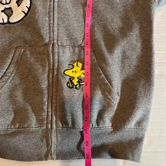 Peanuts Snoopy Woodstock Graphic Full Zip Hoodie Heather Charcoal XS - Picture 7 of 7